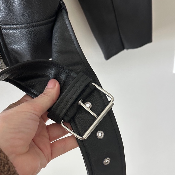 H&M Black Faux Leather Biker Jacket - Picture 4 of 7